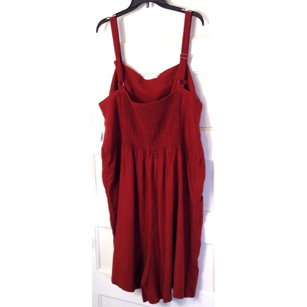 Old Navy Romper Wn 2XLT Rust Orange Short Overalls Back Smocking Pockets Travel - Picture 7 of 13